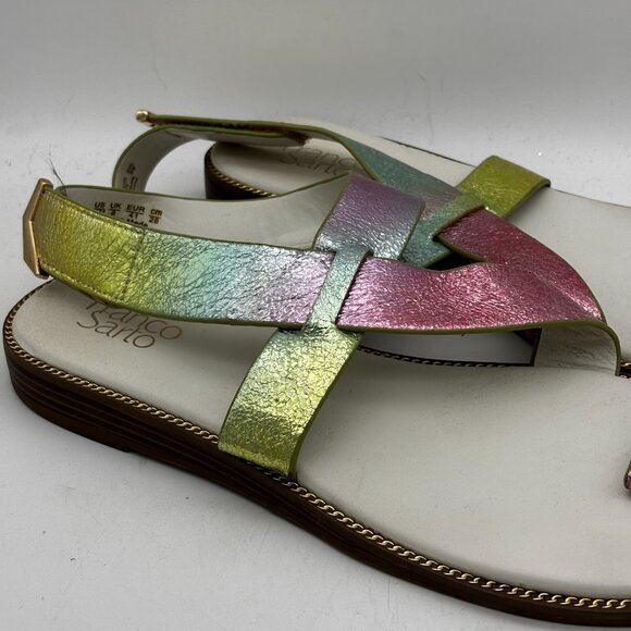 Franco Sarto Womens Size 11 Metallic Rainbow Thong Sandals Flat Comfort Summer - Picture 3 of 7